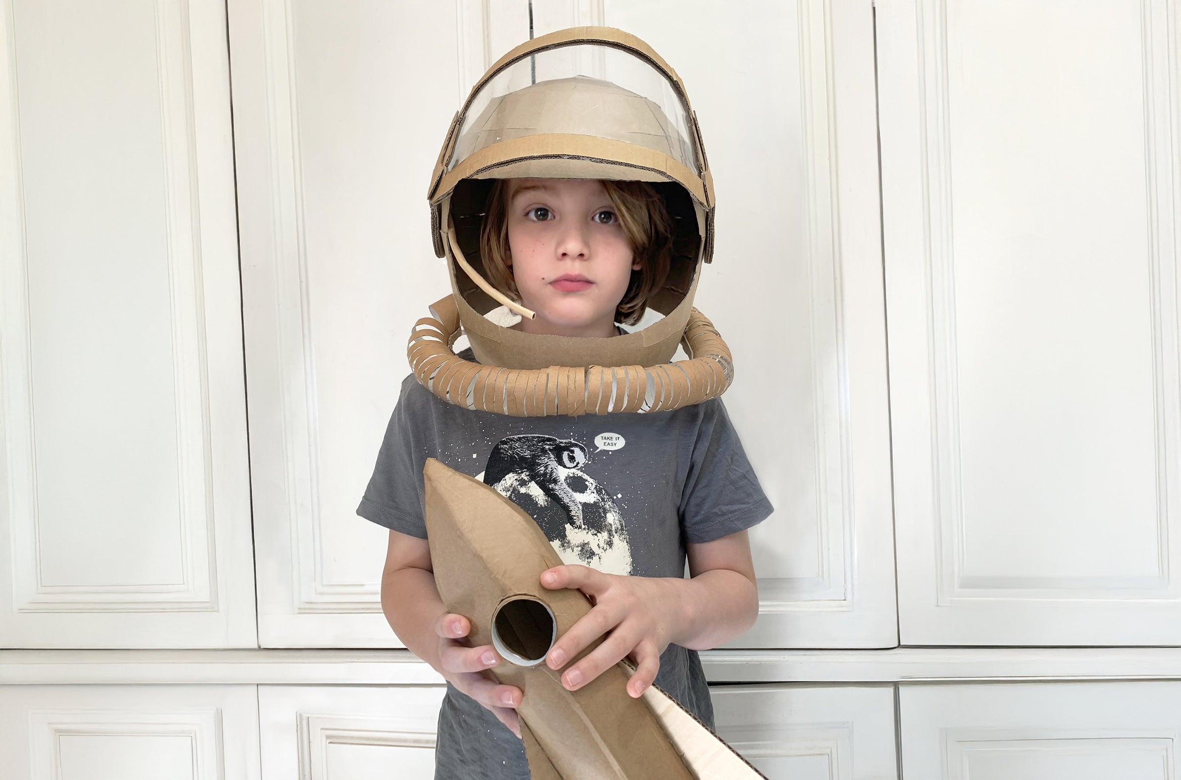 Cardboard astronaut costume DIY