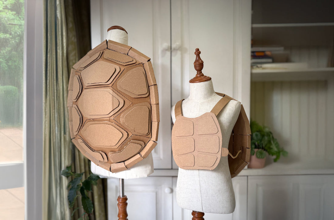 Cardboard turtle shell costume template and tutorial