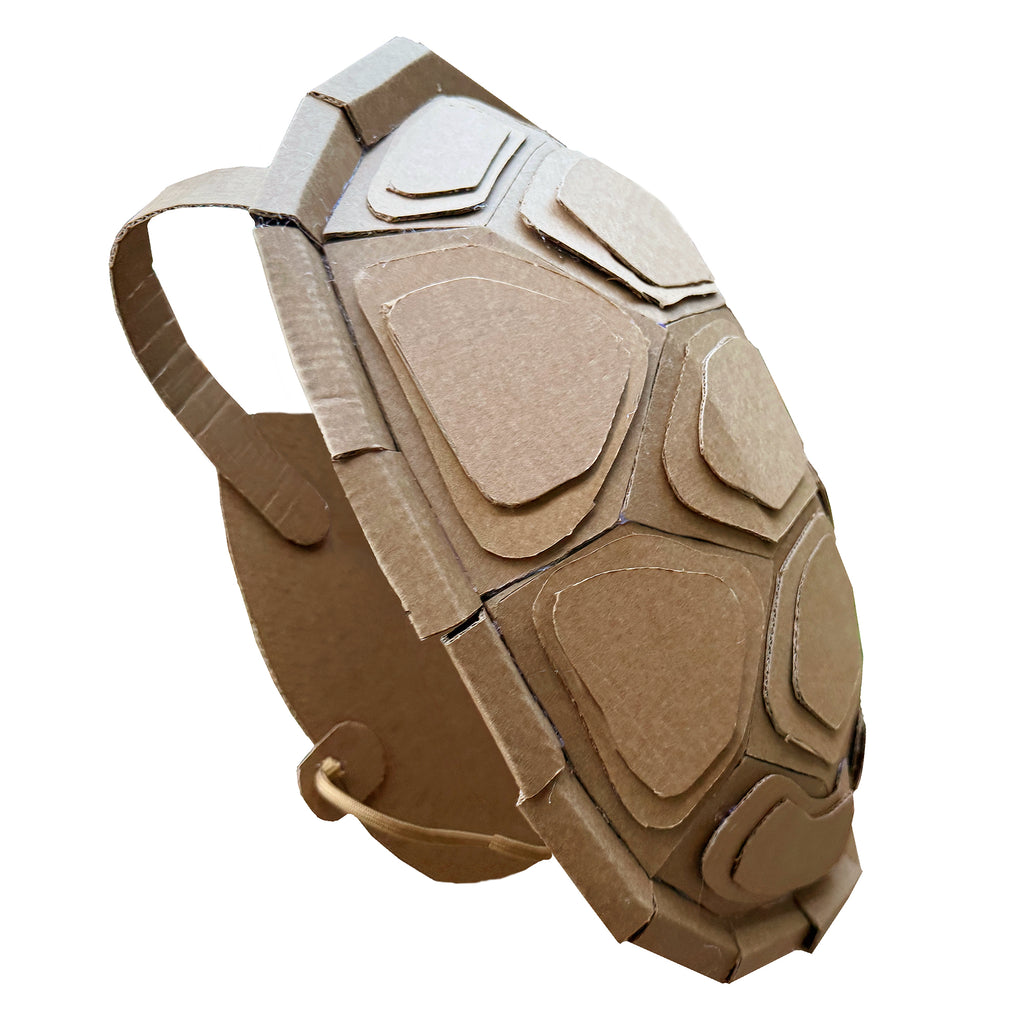 DIY 3D Cardboard turtle armour shell with white background