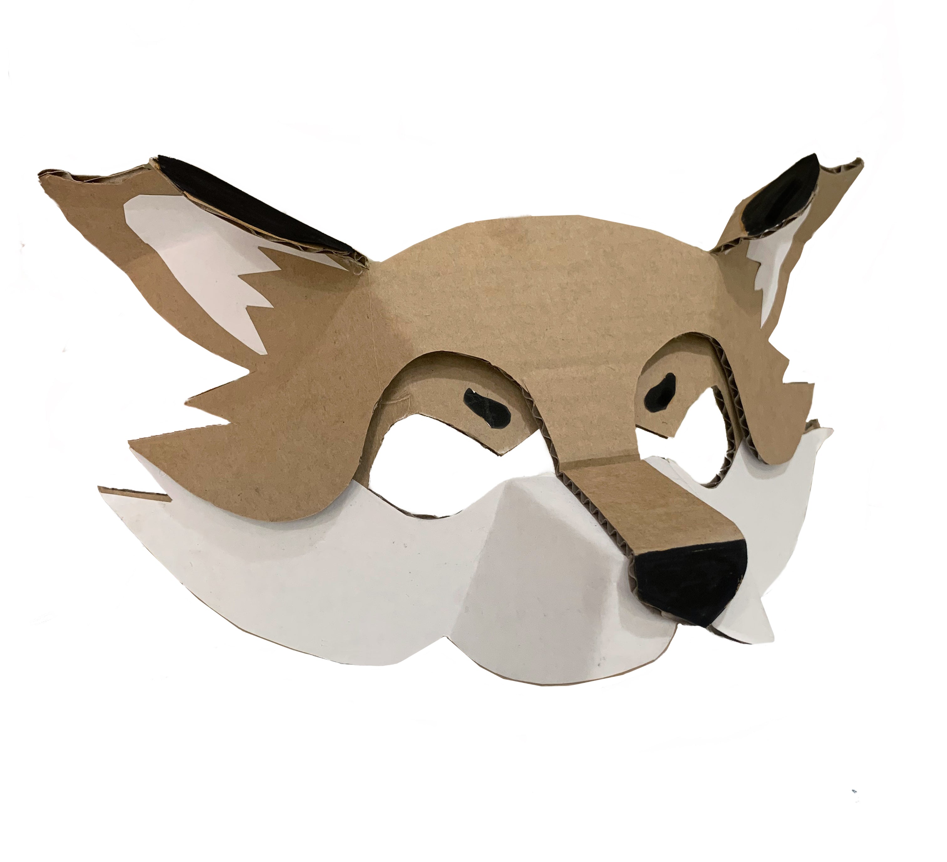 Cardboard fox mask on a white background