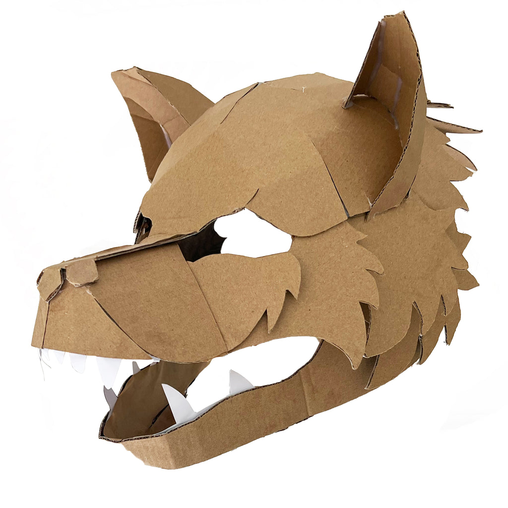 Cardboard wolf mask on a white background