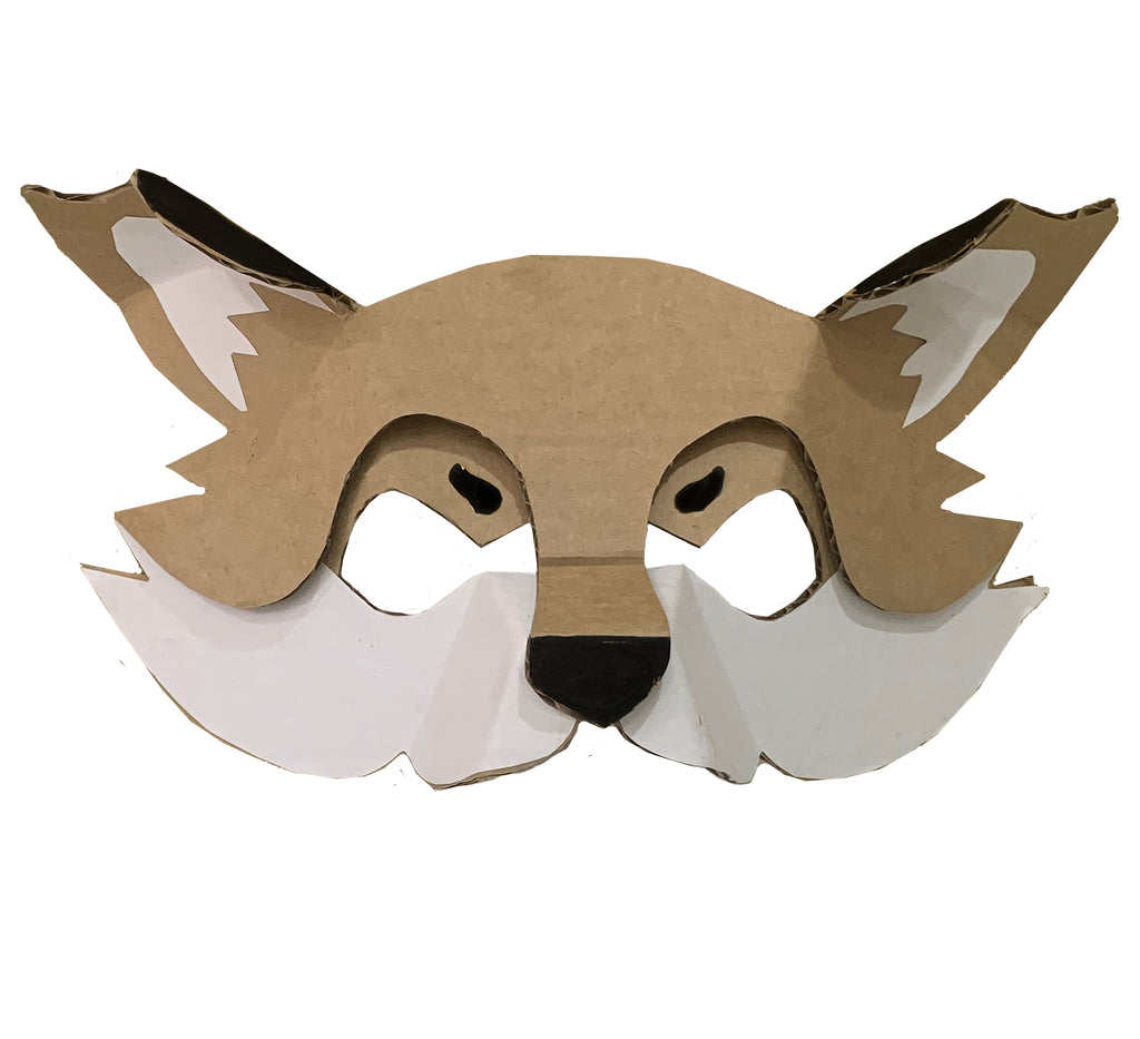 Cardboard fox mask on a white background